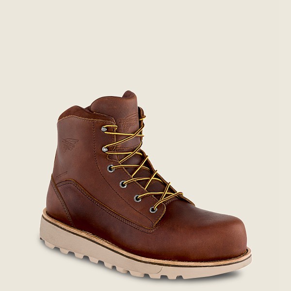 Red Wing Safety Boots Brown - Mens Traction Tred Lite - 6-inch Waterproof Toe - 9842-CFHYS